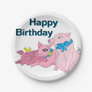 three little pigs birthday paper plates