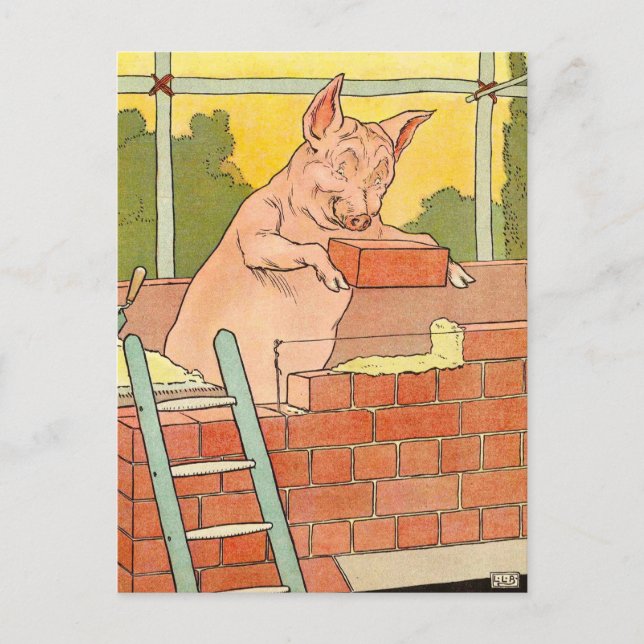 Three Little Pigs: Bricks to Build a House Postcard (Front)