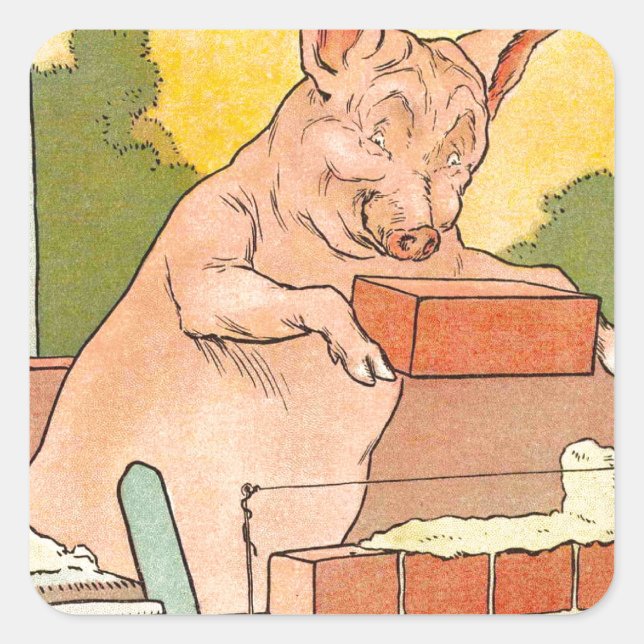 Three Little Pigs: Bricks to Build a House Square Sticker (Front)
