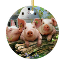 Three Little Pigs Ceramic Ornament