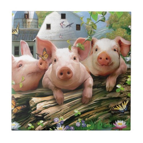 Three Little Pigs Ceramic Tile