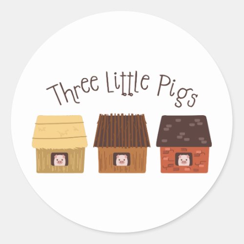 Three Little Pigs Classic Round Sticker