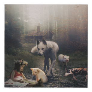 Three Little Pigs Faux Canvas Print