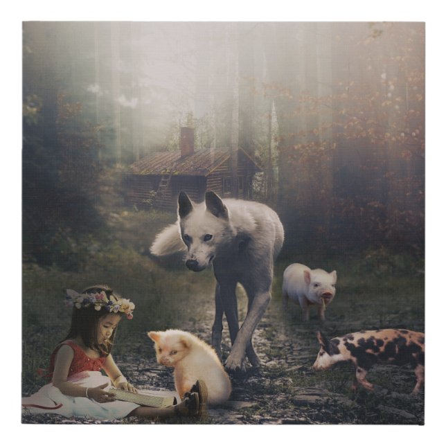 Three Little Pigs Faux Canvas Print (Front)