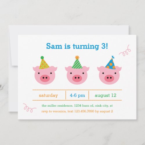 Three Little Pigs Invitation