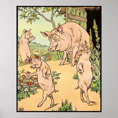 Three Little Pigs She Sent Them Out Poster