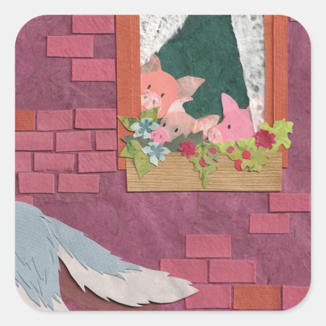 Three Little Pigs Square Sticker (Front)