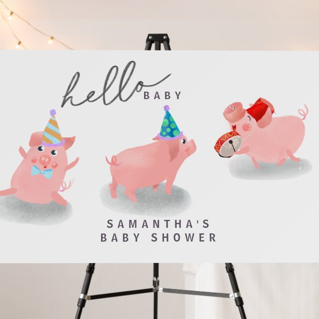 Three Little Pigs, triplets baby shower  Foam Board (In Situ (Stand))