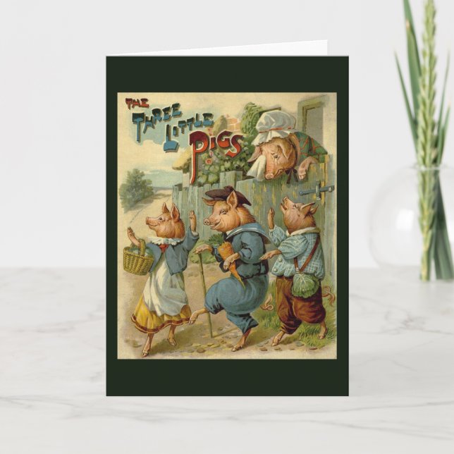 Three Little Pigs Vintage Fairy Tale Card (Front)