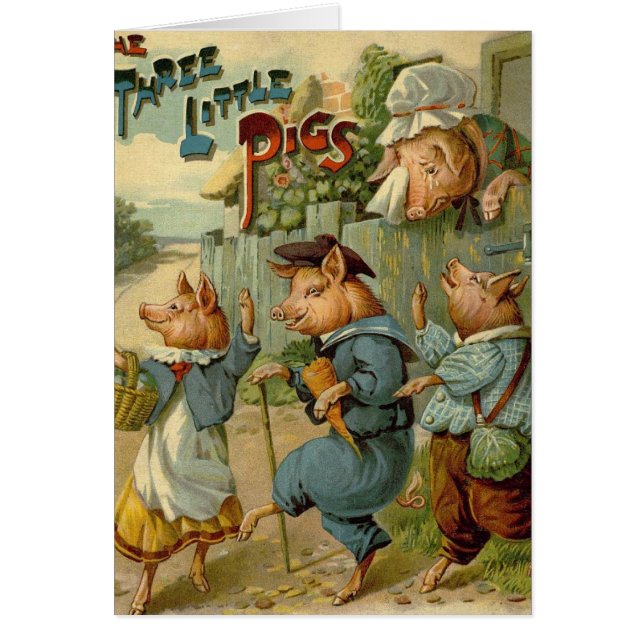 Three Little Pigs Vintage Fairy Tale Cards (Front)