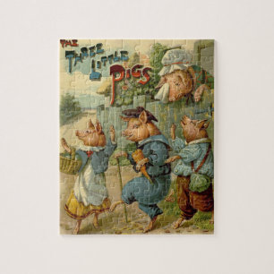 Three Little Pigs Vintage Fairy Tale Jigsaw Puzzle
