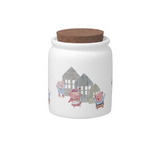 Three Little Pigs with their Houses   Candy Jar