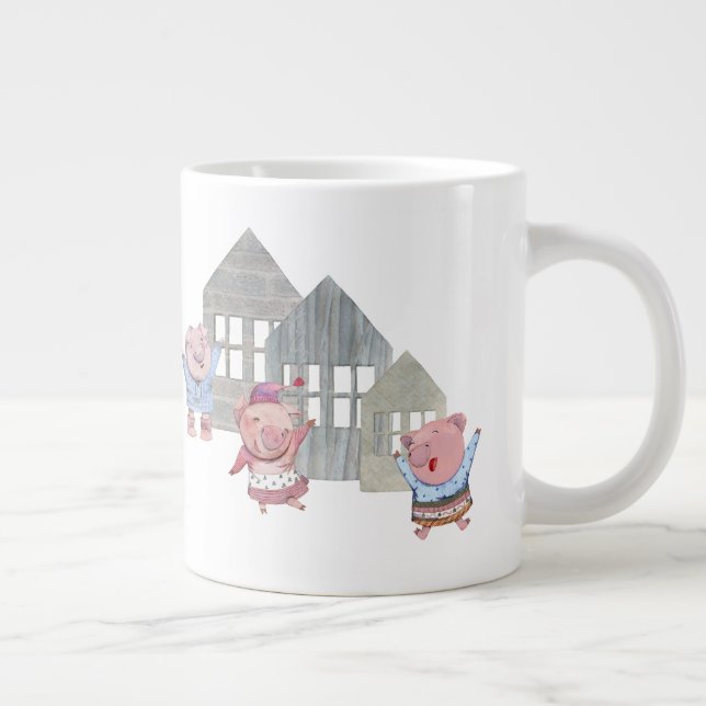Three Little Pigs with their Houses  Giant Coffee Mug (Right)