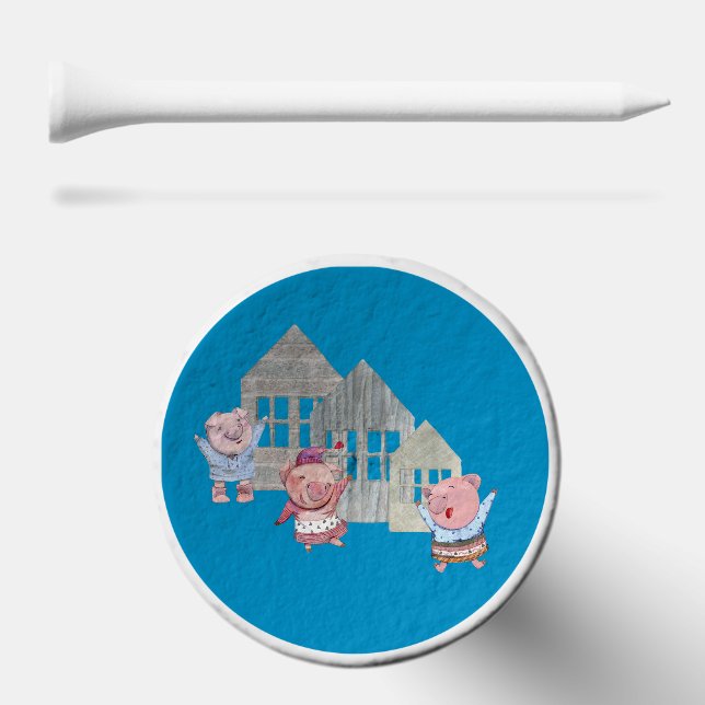 Three Little Pigs with their Houses  Golf Tees (Combo (Horz))