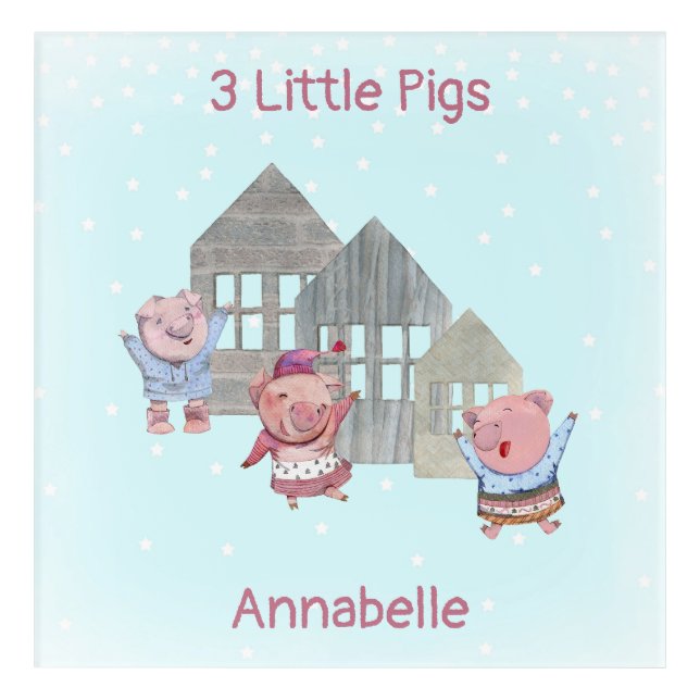Three Little Pigs with their Houses Personalized  Acrylic Print (Front)