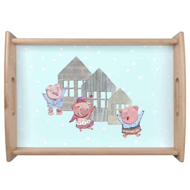 Three Little Pigs with their Houses  Serving Tray (Front)