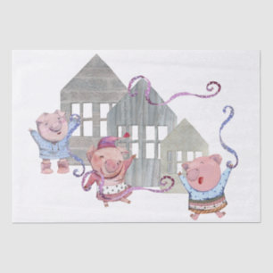 Three Little Pigs with their Houses Tissue Paper