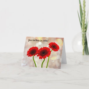 Three Little Red Gerberas Folded Greeting Card