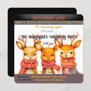 Three Little Reindeer Christmas Party Invitation