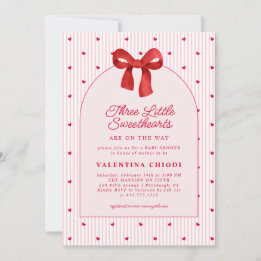 Three Little Sweethearts Valentine Baby Shower  Invitation