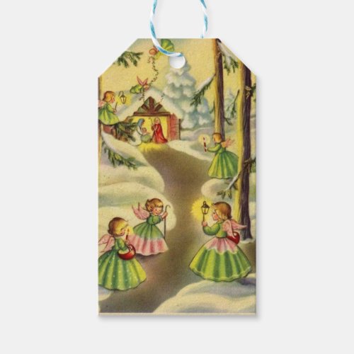Three Little Vintage Christmas Angels Gift Tags