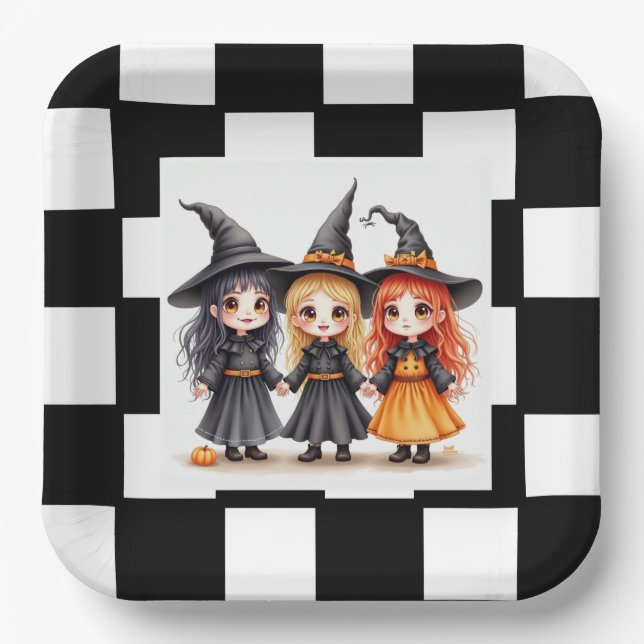Three Little Witches  Paper Plates (Front)
