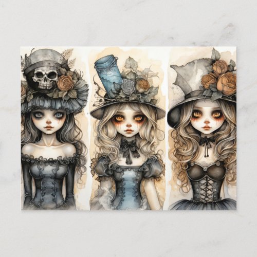 Three Little Witches Postcard