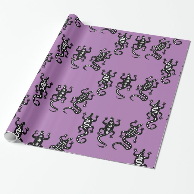 Three Lizards Thunder_Cove Southwest Style Wrapping Paper (Unrolled)