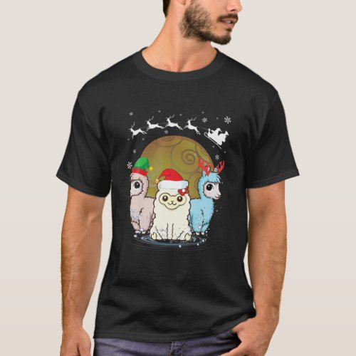 Three Llama Christmas Santa X_Mas Llama T_Shirt