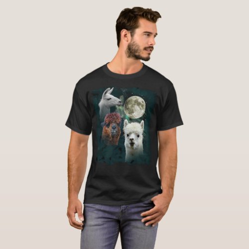 Three Llama Moon  Wolf Moon Parody T_Shirt
