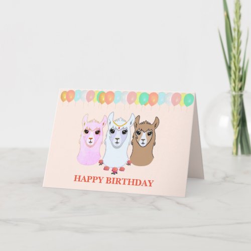 Three Llamas Birthday Card