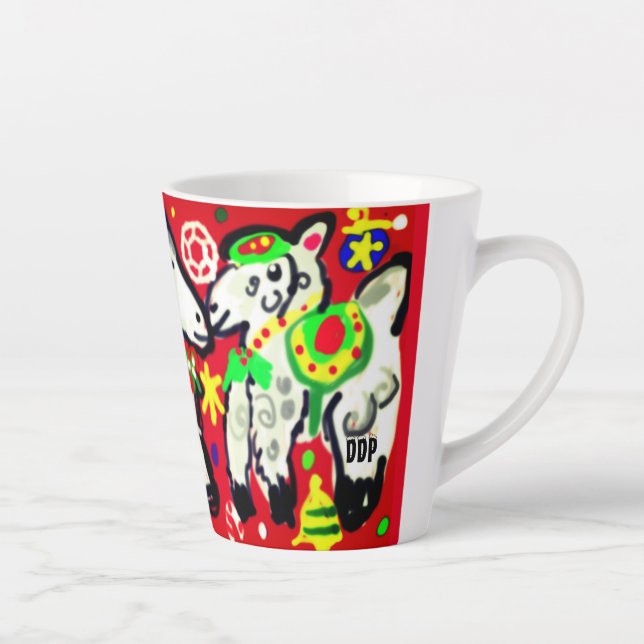 Three Llamas  Christmas Party Latte Mug (Right)