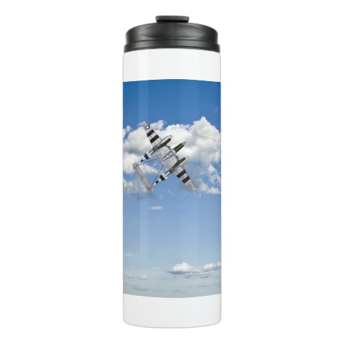 Three Lockheed P_38s flying in a cloudy sky Thermal Tumbler