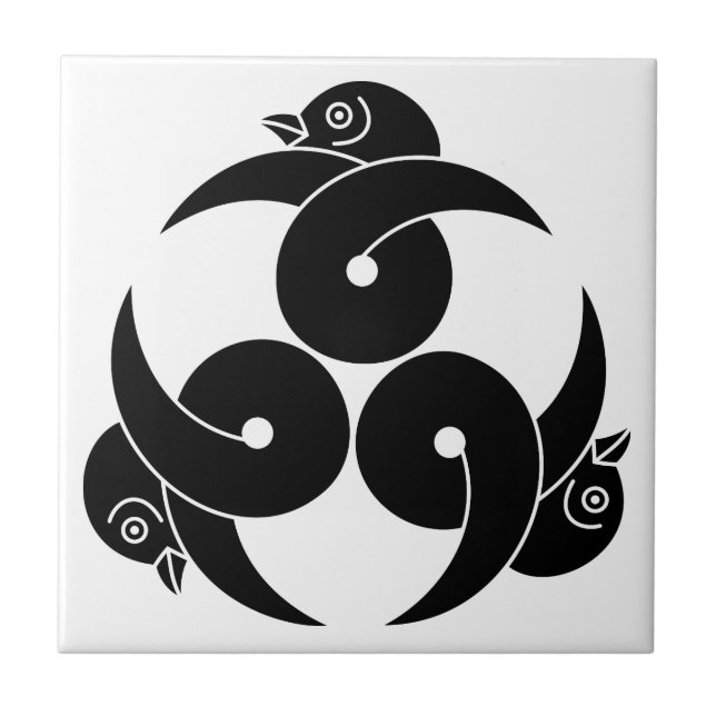 Three looped wild geese, heads facing outward ceramic tile (Front)