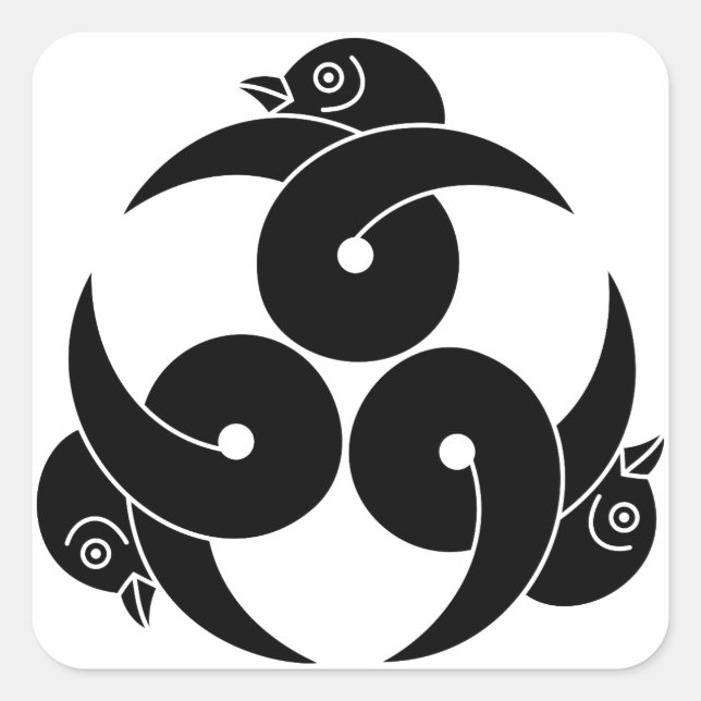 Three looped wild geese, heads facing outward square sticker (Front)