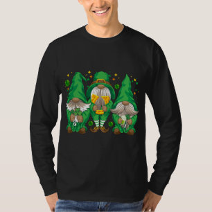 Three Lucky Gnome Shamrock Beer Drinking Saint Pat T-Shirt