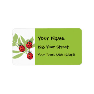 Three Lucky Ladybugs Label
