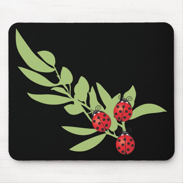 Three Lucky Ladybugs Mouse Pad (Front)