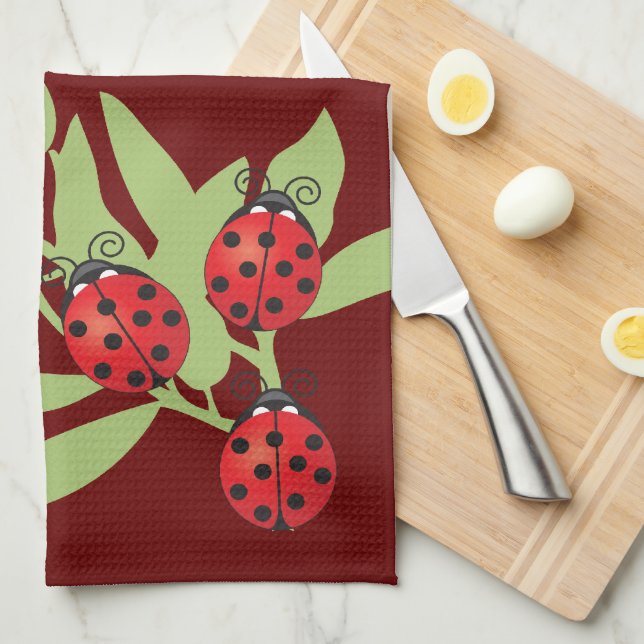 Three Lucky Ladybugs Towel (Quarter Fold)