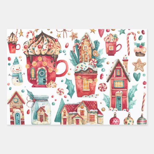 Three Magical Merry Christmas Wrapping Paper Sheets