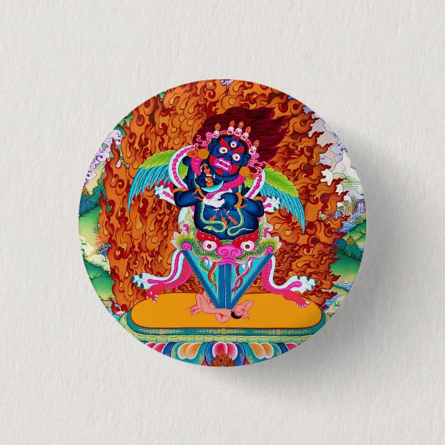 Three Major Saints Cool oriental Dorje Phurba Button (Front)