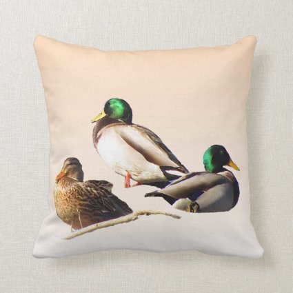 Three Mallard Ducks Throw Pillow