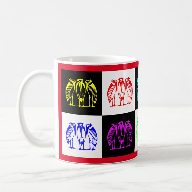 Three marabou multi colored design coffee mug (Left)
