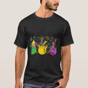 Three Mardi Gras Bowling By Masked Jester Hats Par T-Shirt