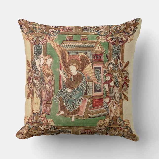 Three Maries at the Sepulchre, from the Benedictio Throw Pillow (Front)