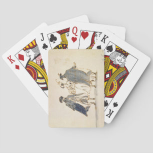 Three Masked Figures in Carnival Costume (pen & in Poker Cards