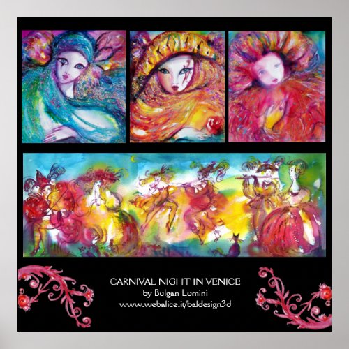 THREE MASKS AND CARNIVAL NIGHT IN VENICE POSTER