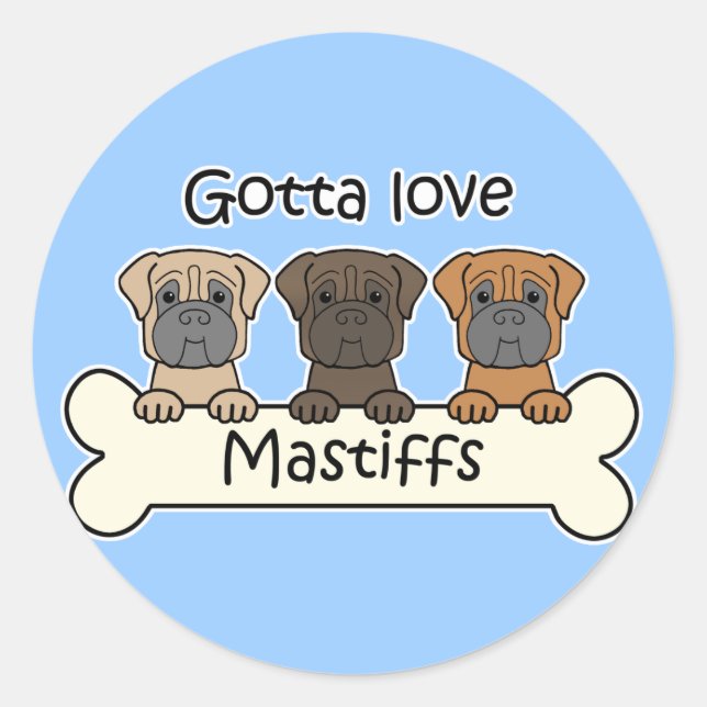 Three Mastiffs Classic Round Sticker (Front)