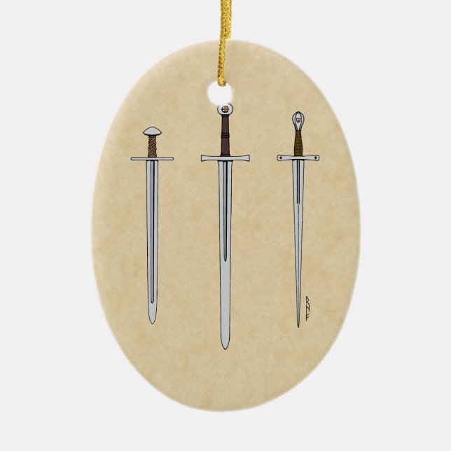 Three Medieval Swords 2016 Ceramic Ornament (Front)