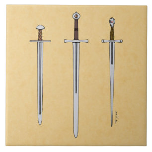 Three Medieval Swords 2016 Ceramic Tile